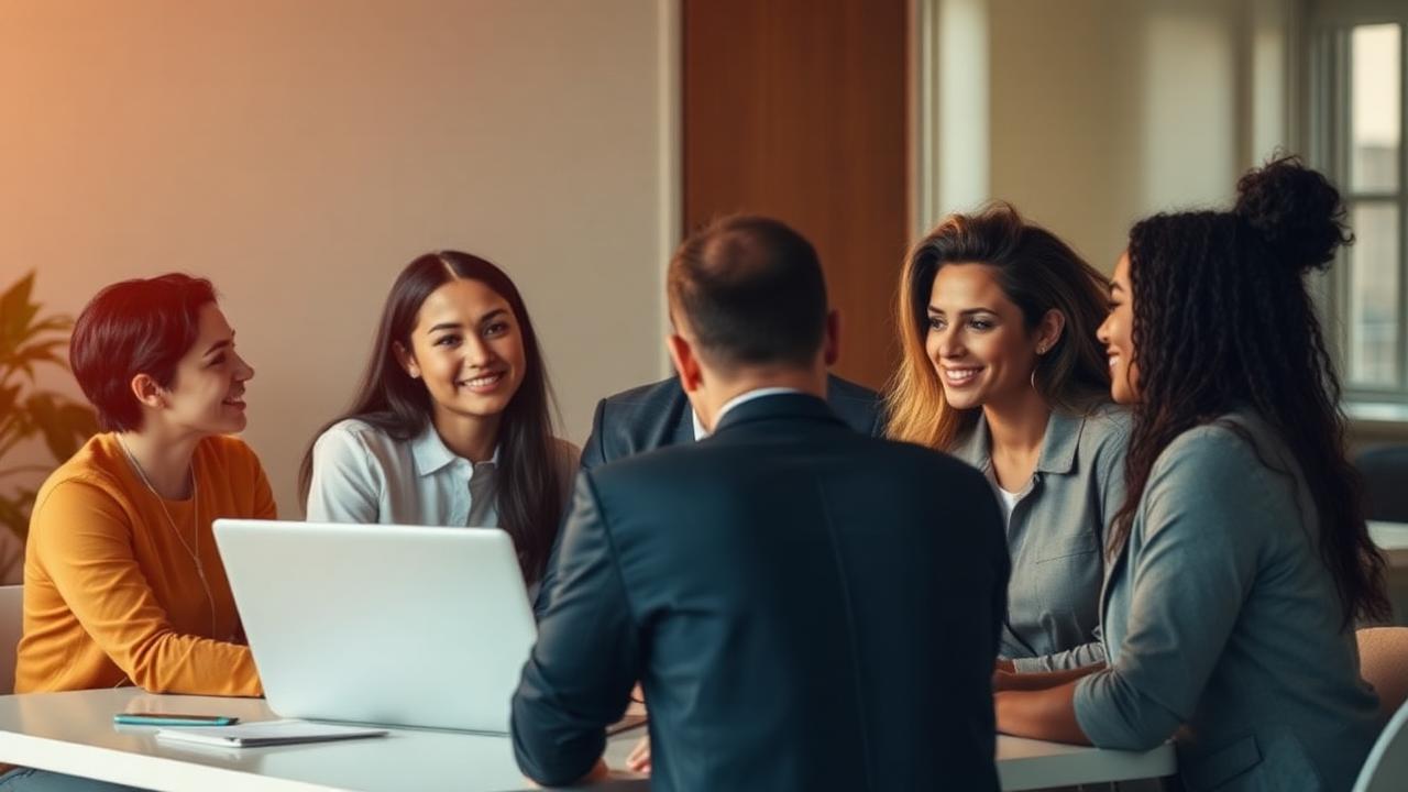 Diverse colleagues collaborating calmly around a table